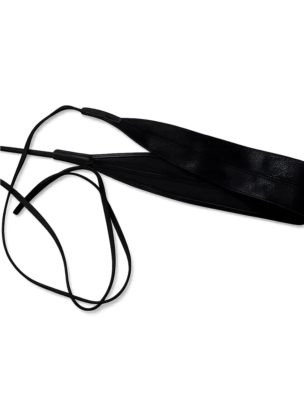 Black Faux Leather 80s Tie Waist Belt - Women's Accessory